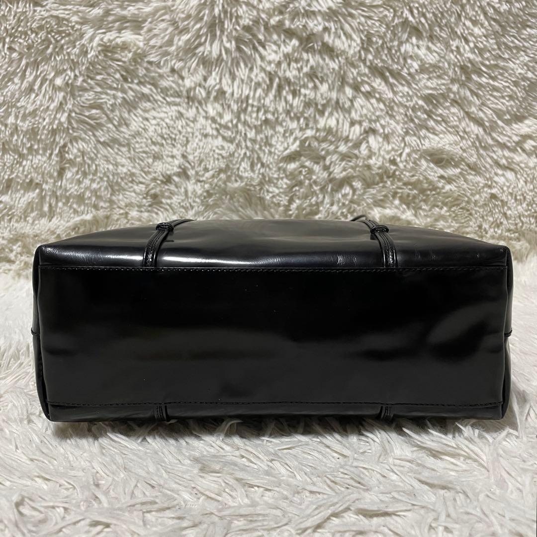 【美品】PRADA プラダ　トートバッグ　パテントレザー　ブラック　黒　肩掛け