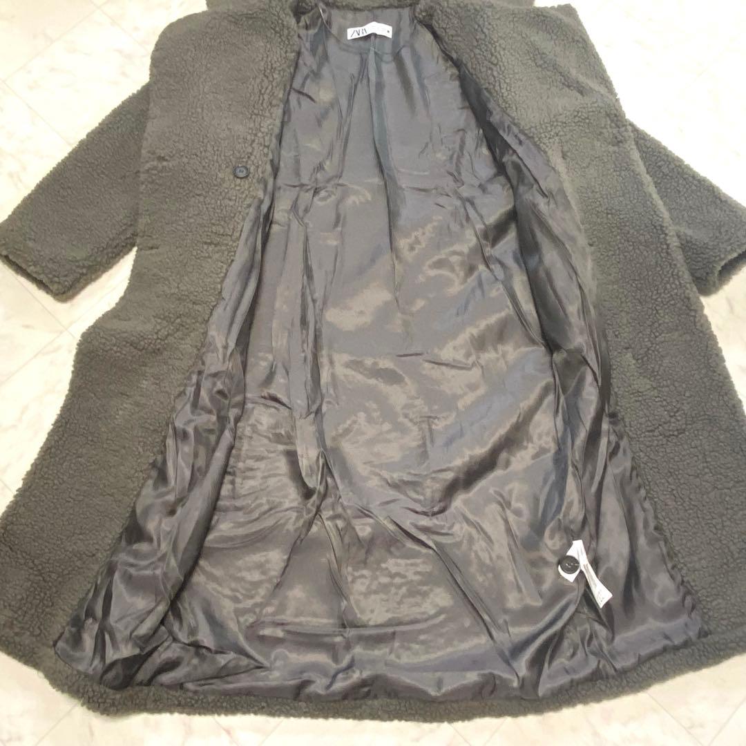 美品✨ZARA ロング　ボアコート　テディベアコート　グレー