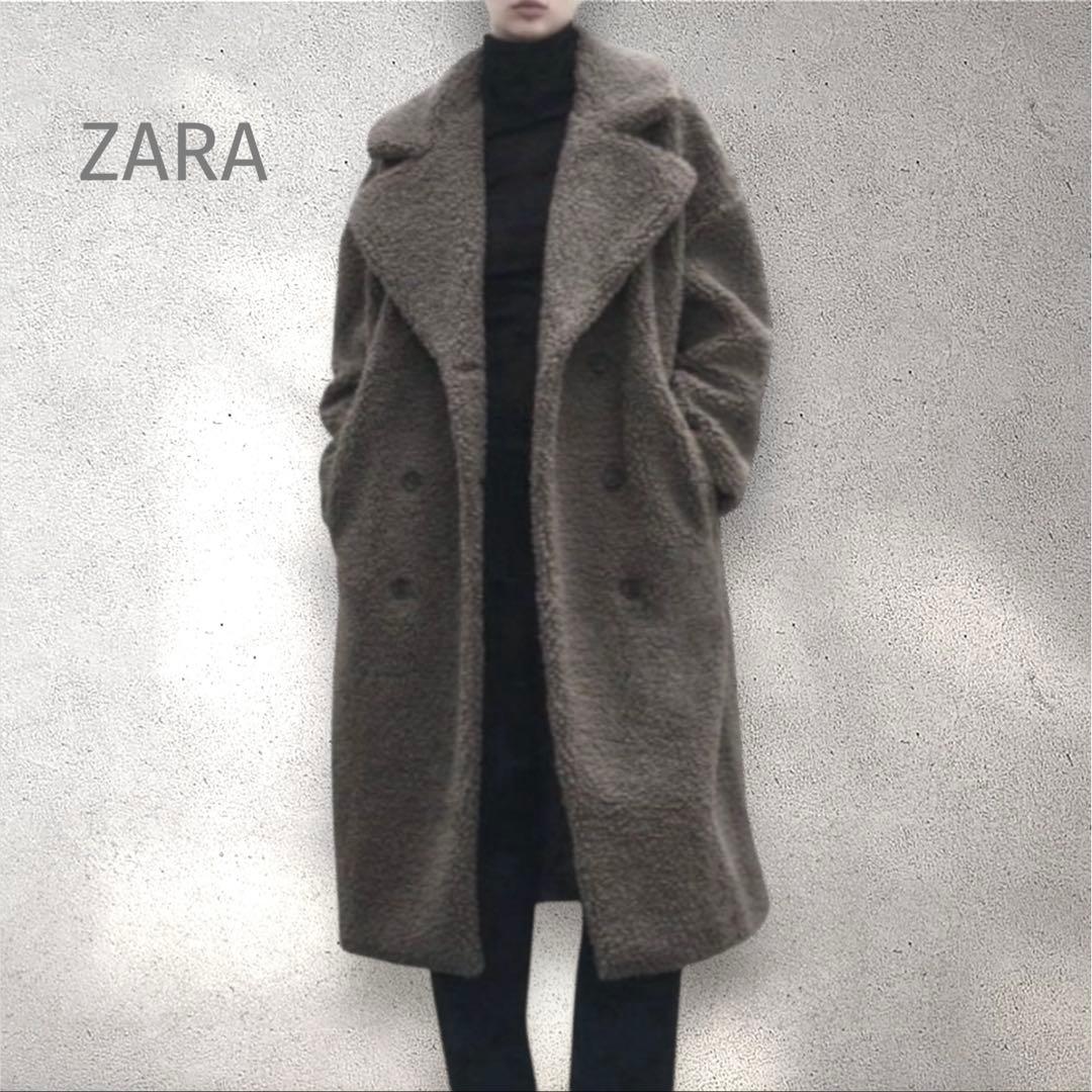 美品✨ZARA ロング　ボアコート　テディベアコート　グレー