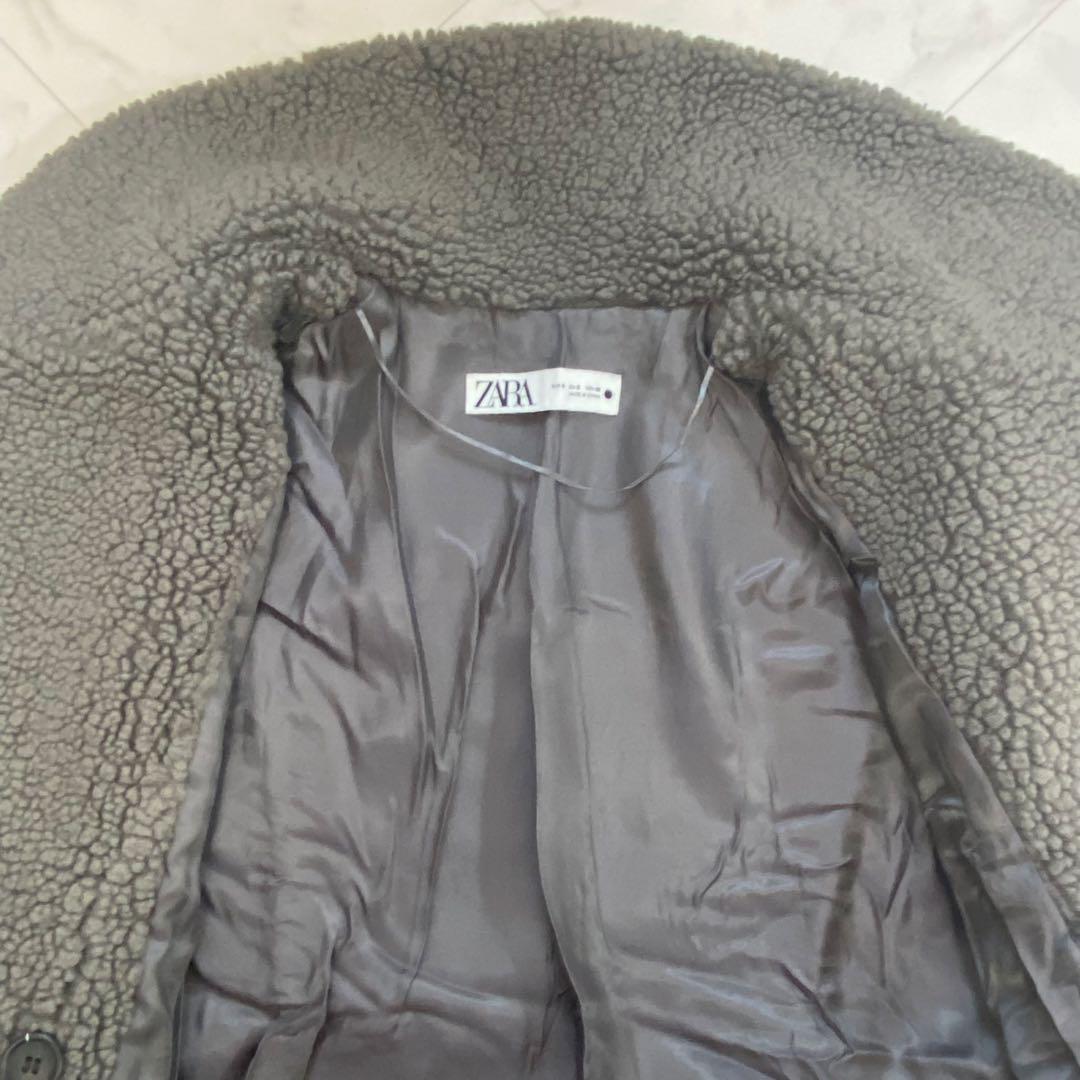 美品✨ZARA ロング　ボアコート　テディベアコート　グレー