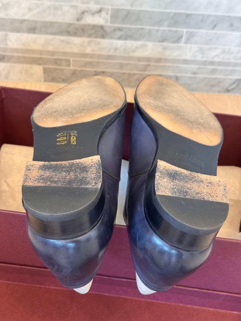 ジョンロブ　ストラップ　ドレスシューズ　ネイビー　8.5