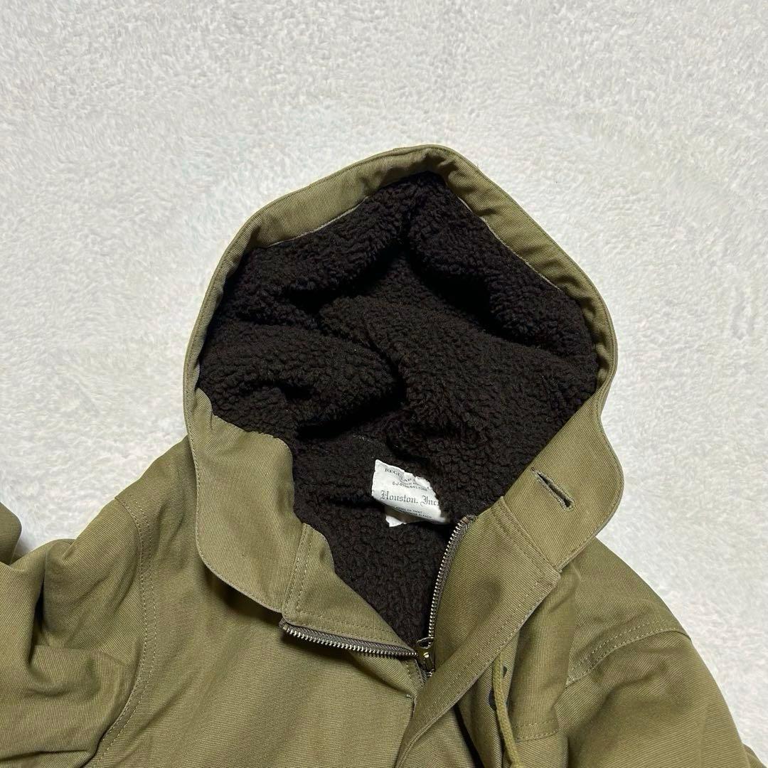 HOUSTON USN デッキコート IDEAL フード 裏ボア カーキ系 S