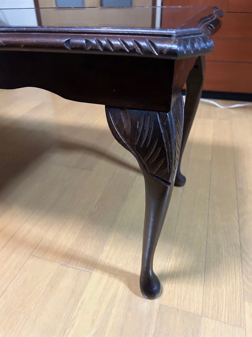 英国アンティーク猫脚コーヒーテーブル　木製机ローテーブル　イギリス製