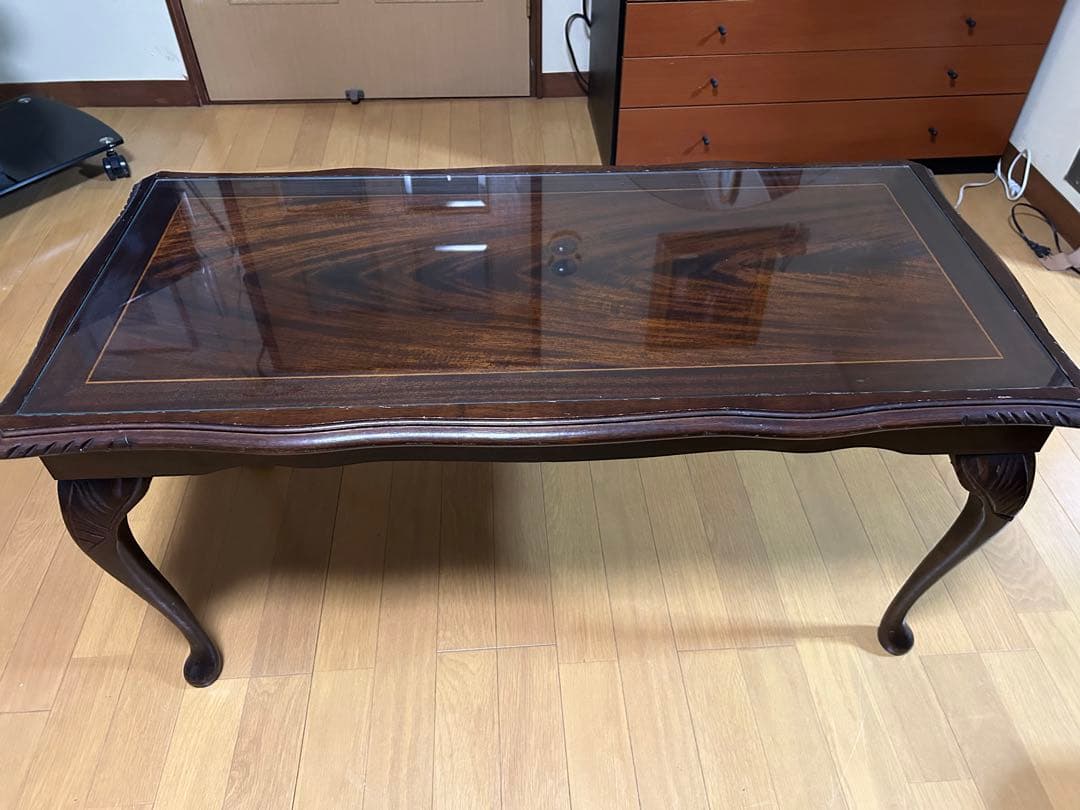 英国アンティーク猫脚コーヒーテーブル　木製机ローテーブル　イギリス製