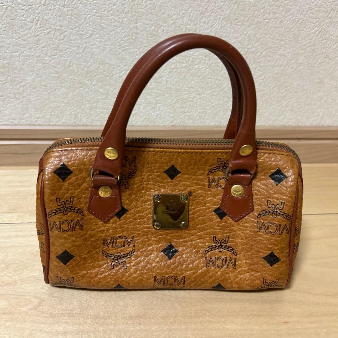 MCM ミニボストン ヴィセトス 総柄 2way ロゴ ショルダーバッグ