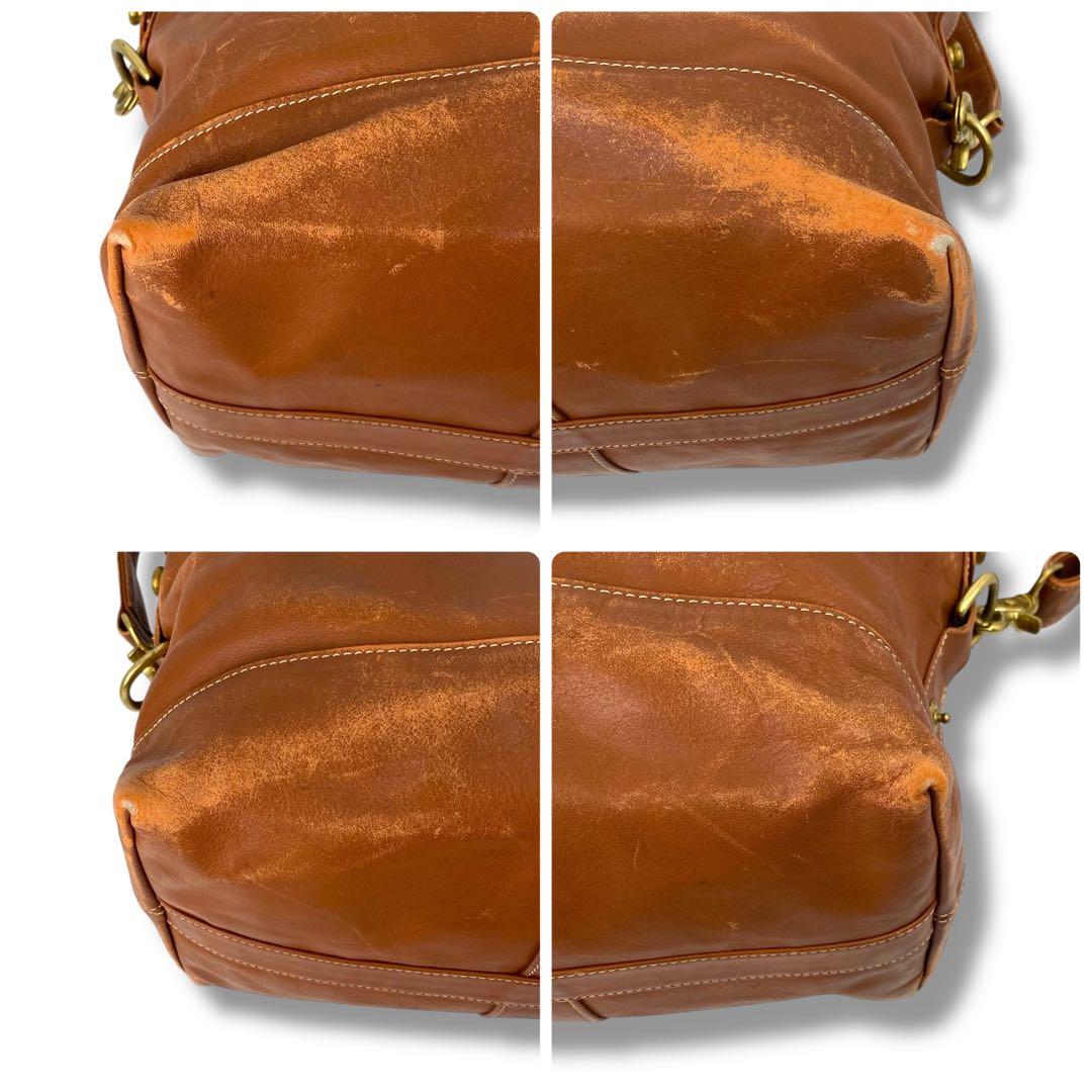 コーチ 大容量 レザー ボストンバッグ 2way ブラウン