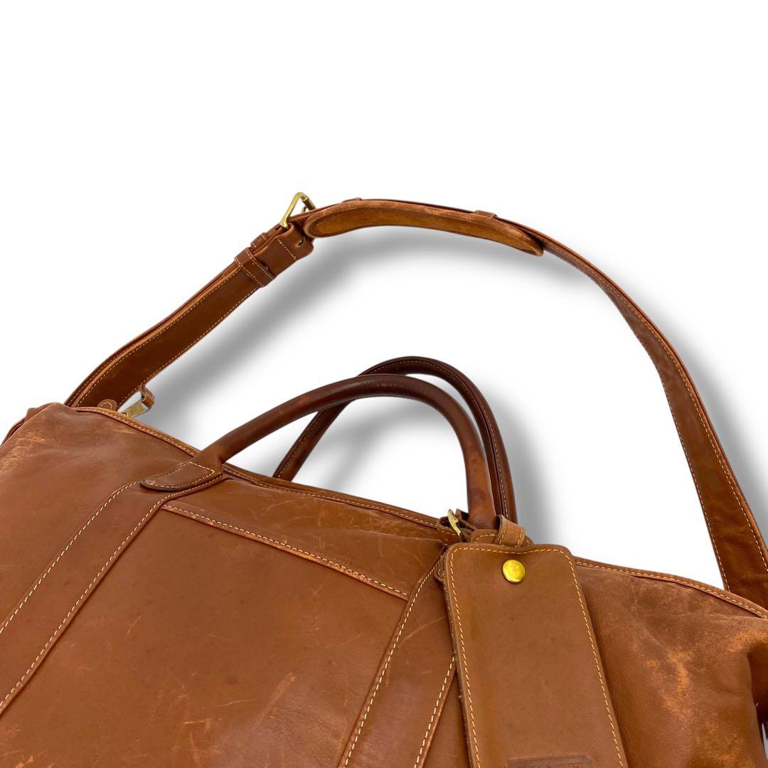 コーチ 大容量 レザー ボストンバッグ 2way ブラウン