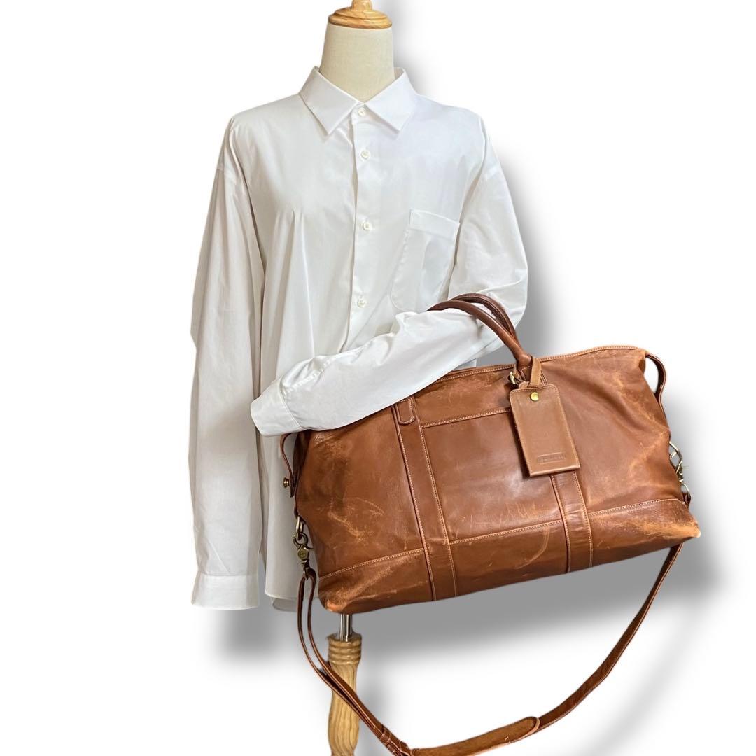 コーチ 大容量 レザー ボストンバッグ 2way ブラウン