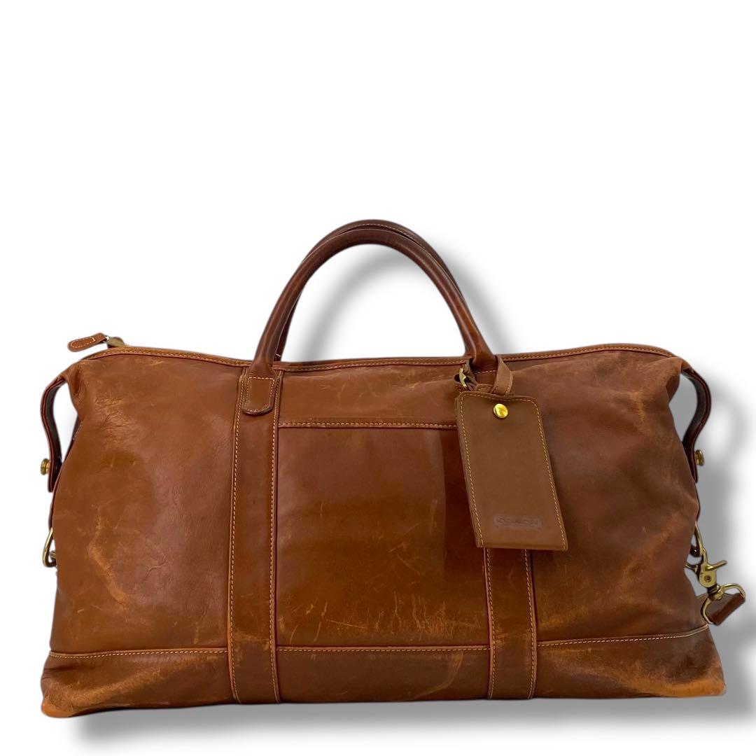 コーチ 大容量 レザー ボストンバッグ 2way ブラウン