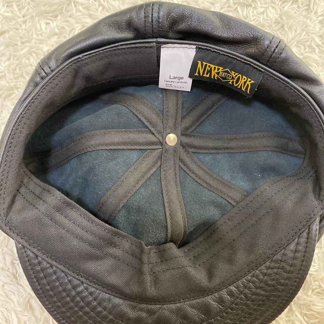 未使用級！ニューヨークハット　レザー　キャスケット　USA製
