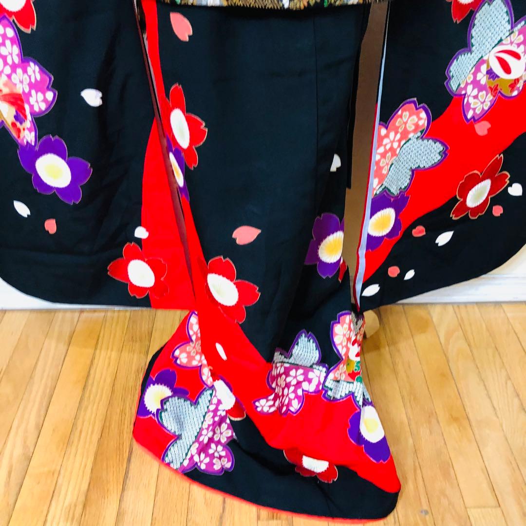 七五三 七歳‼️正絹豪華黒地桜手毬金彩金箔絢爛‼️完全フルセット‼️京都ご令嬢誂え絶品