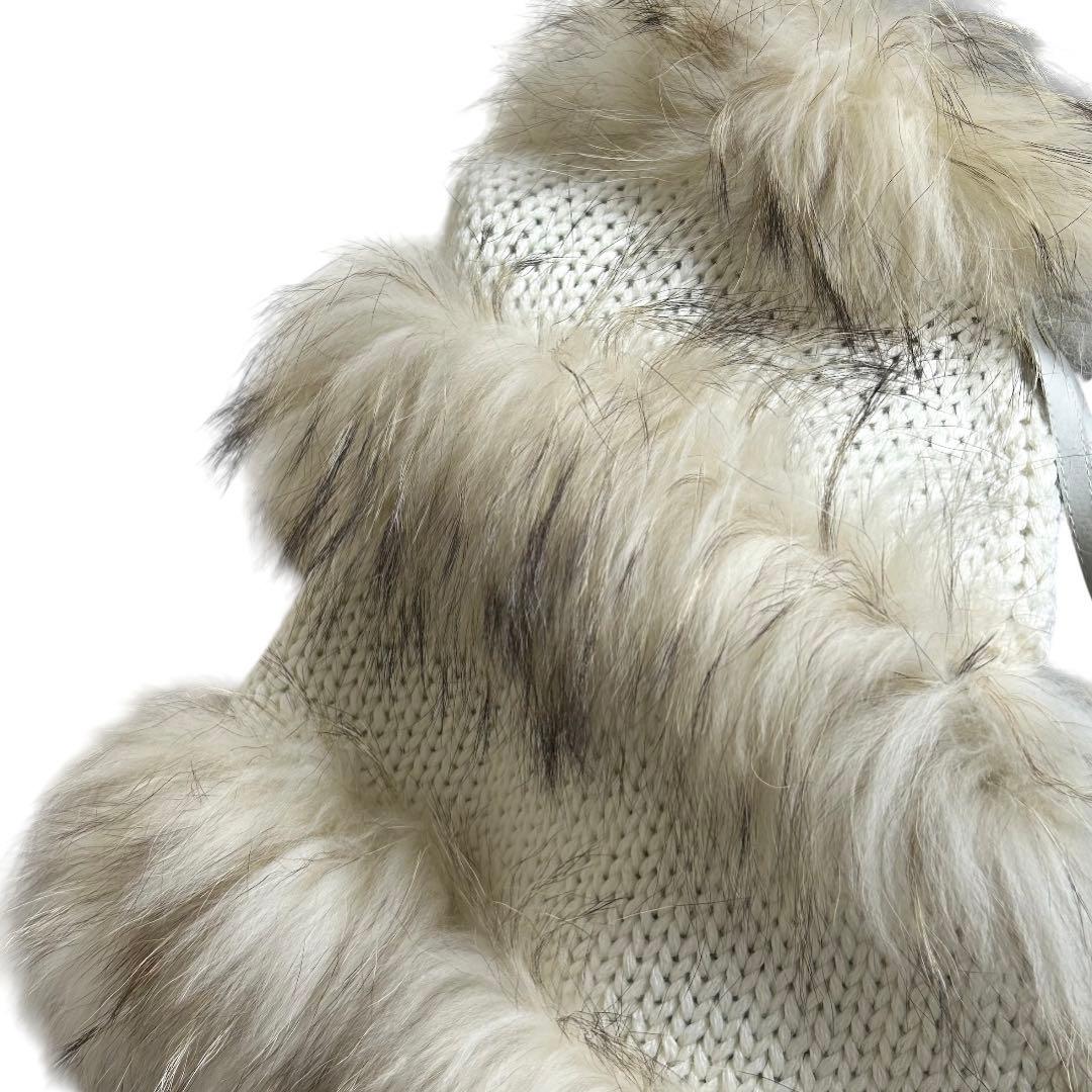 エミ★  D.Lounge ラクーンファー ショール ニット トグル 着物