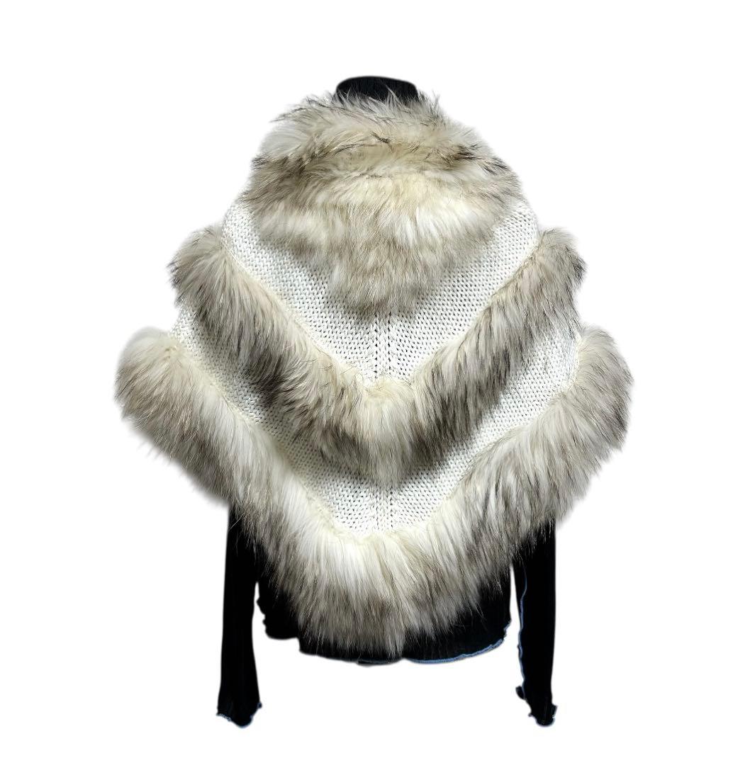 エミ★  D.Lounge ラクーンファー ショール ニット トグル 着物