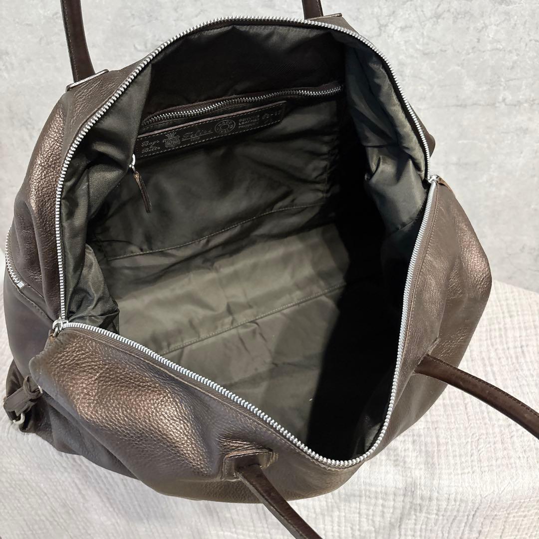 美品 Felisi フェリージ ボストンバッグ オールレザー ブラウン ビジネス