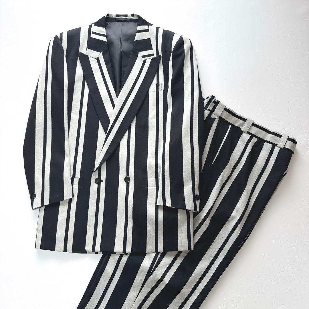 【希少】GIOVE GIUNOE ダブルスーツ セットアップ 黒×白　46-48
