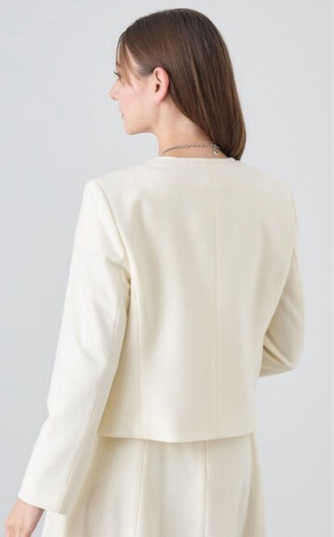 ANAYI ウールツイルジャージノーカラージャケット※ mary524