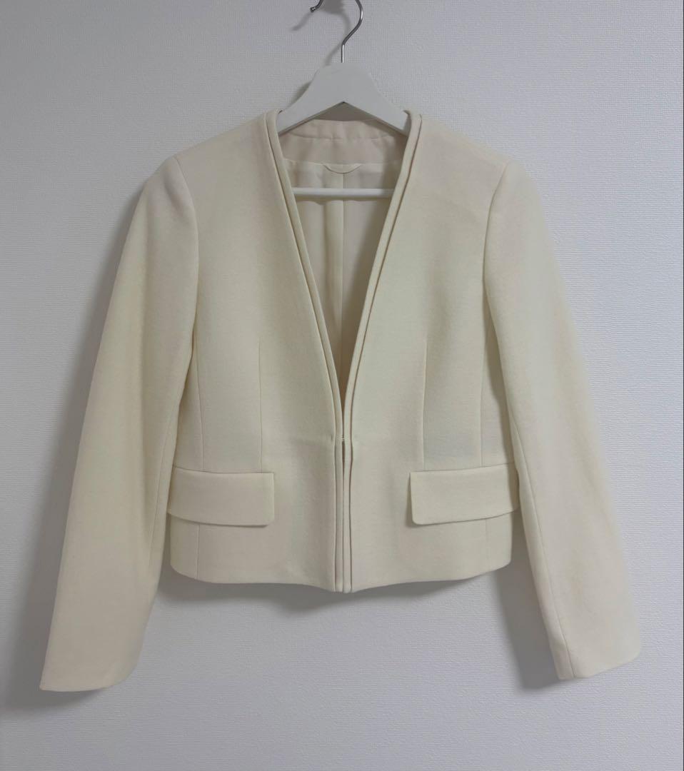 ANAYI ウールツイルジャージノーカラージャケット※ mary524