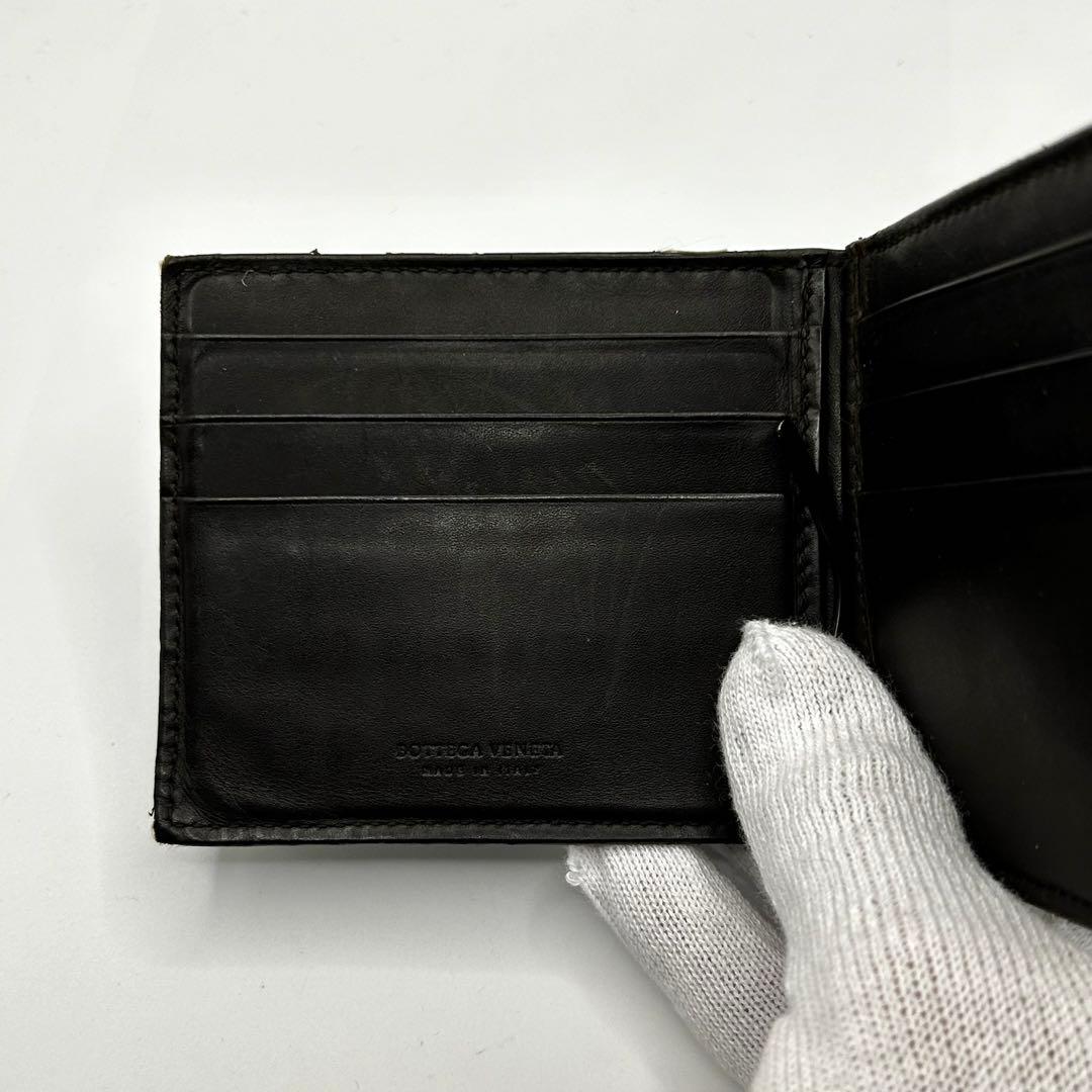 美品　ボッテガヴェネタ　イントレチャート　マネークリップ　レザー　カードホルダー