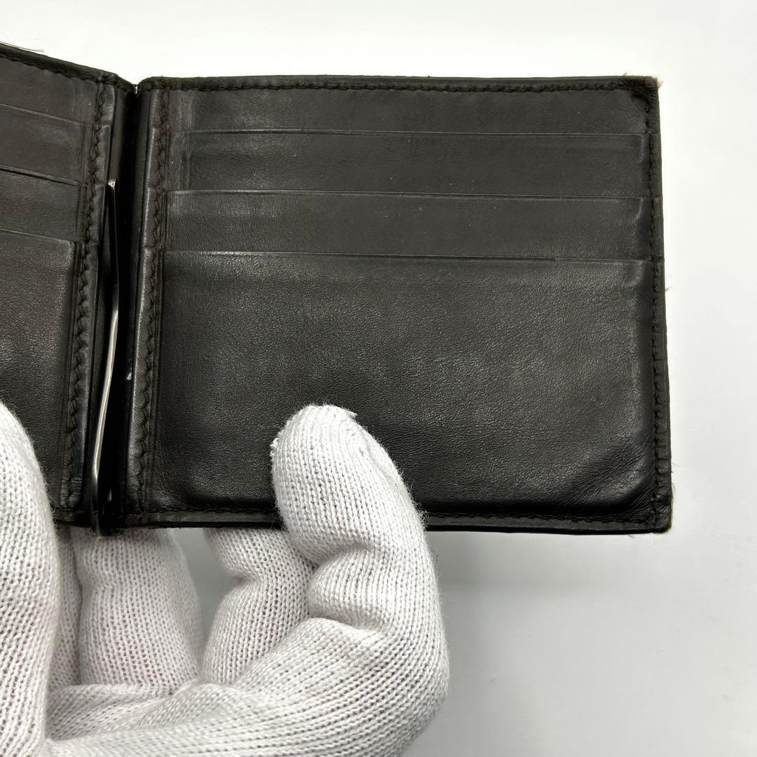 美品　ボッテガヴェネタ　イントレチャート　マネークリップ　レザー　カードホルダー