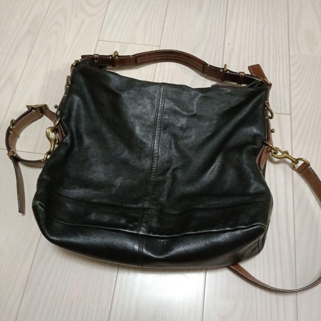 COACH/黒 レザー ショルダーバッグ