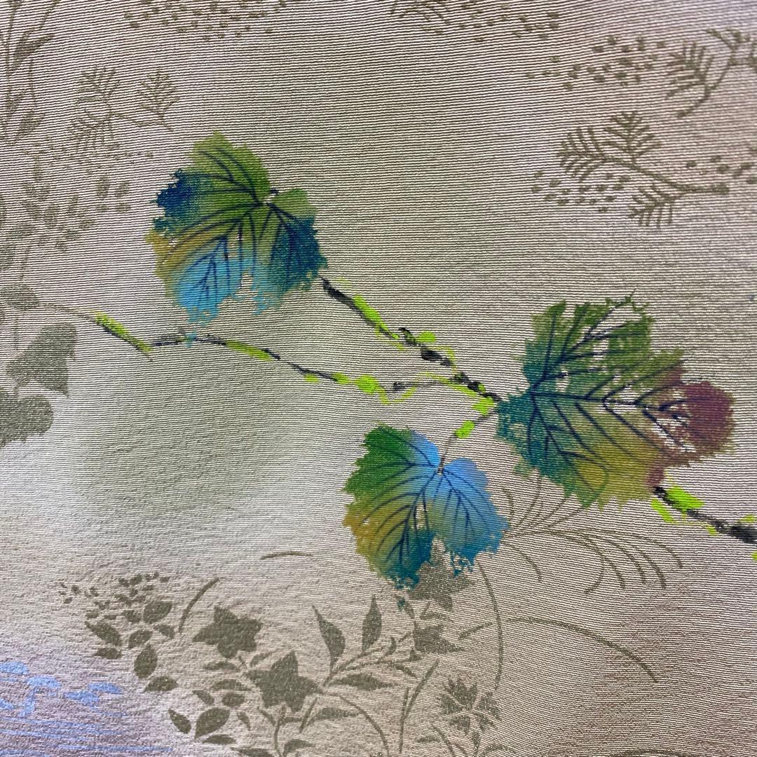 ZY-775 訪問着 金彩 手描き友禅 藤色 逸品 高級 正絹