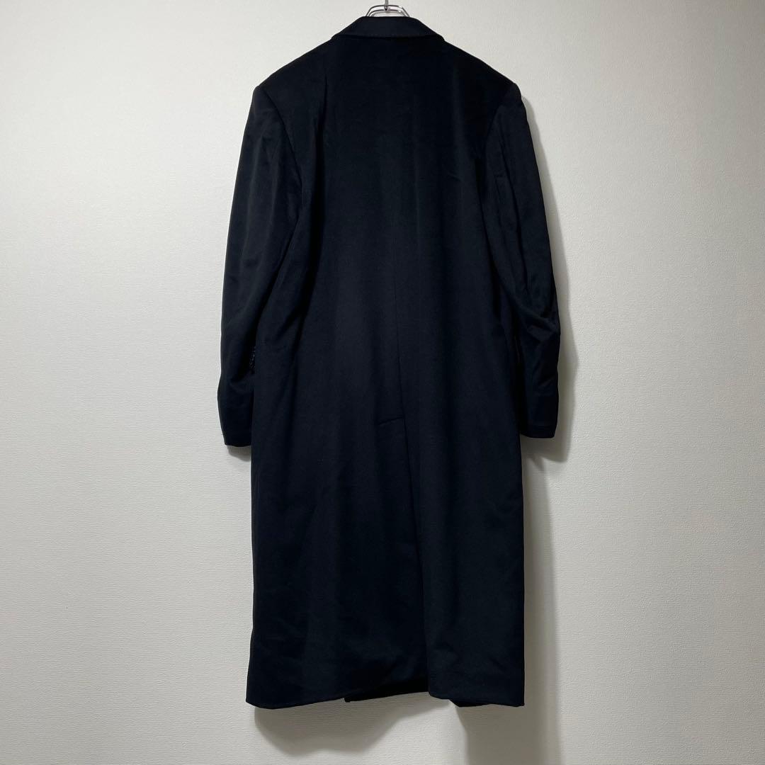 【極上の肌触り】 ロングチェスターコート ダブルブレスト カシミヤ100 黒