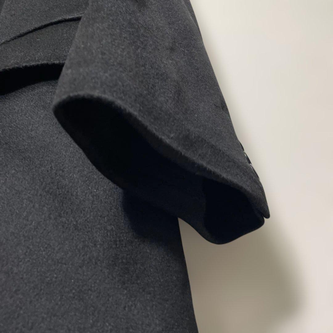 【極上の肌触り】 ロングチェスターコート ダブルブレスト カシミヤ100 黒