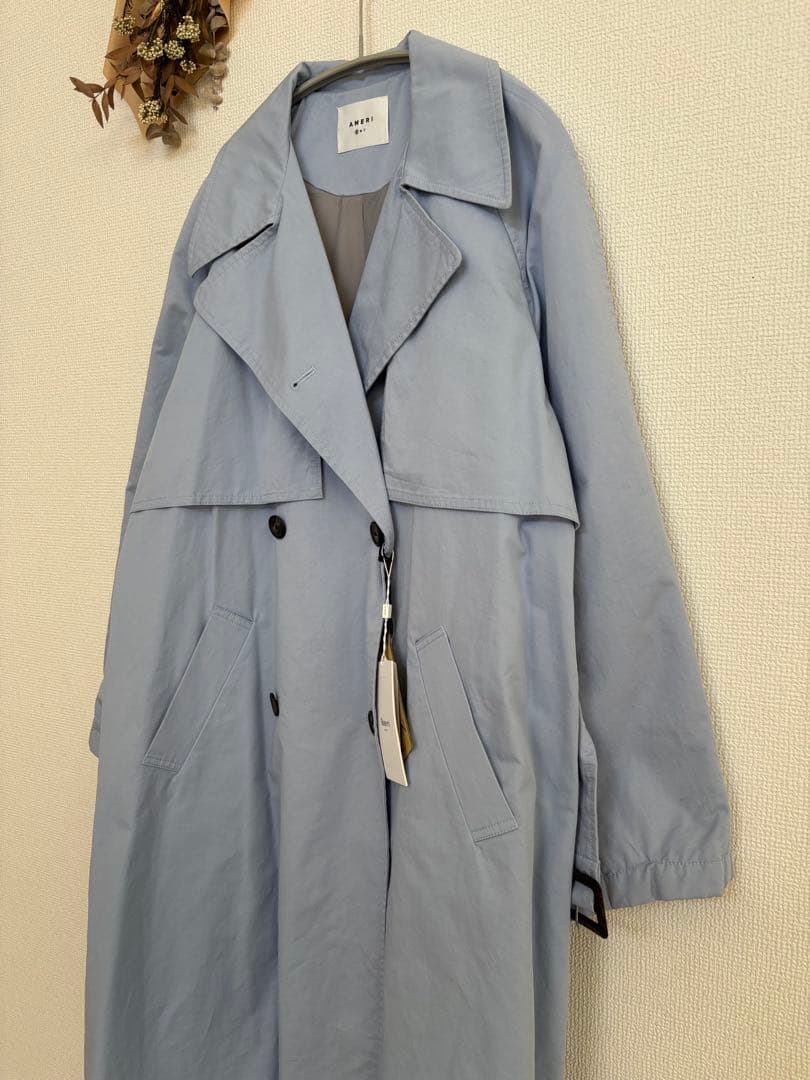 新品Ameri 中綿トレンチコート　ビンテージ　スカイブルー　オーバーシルエット