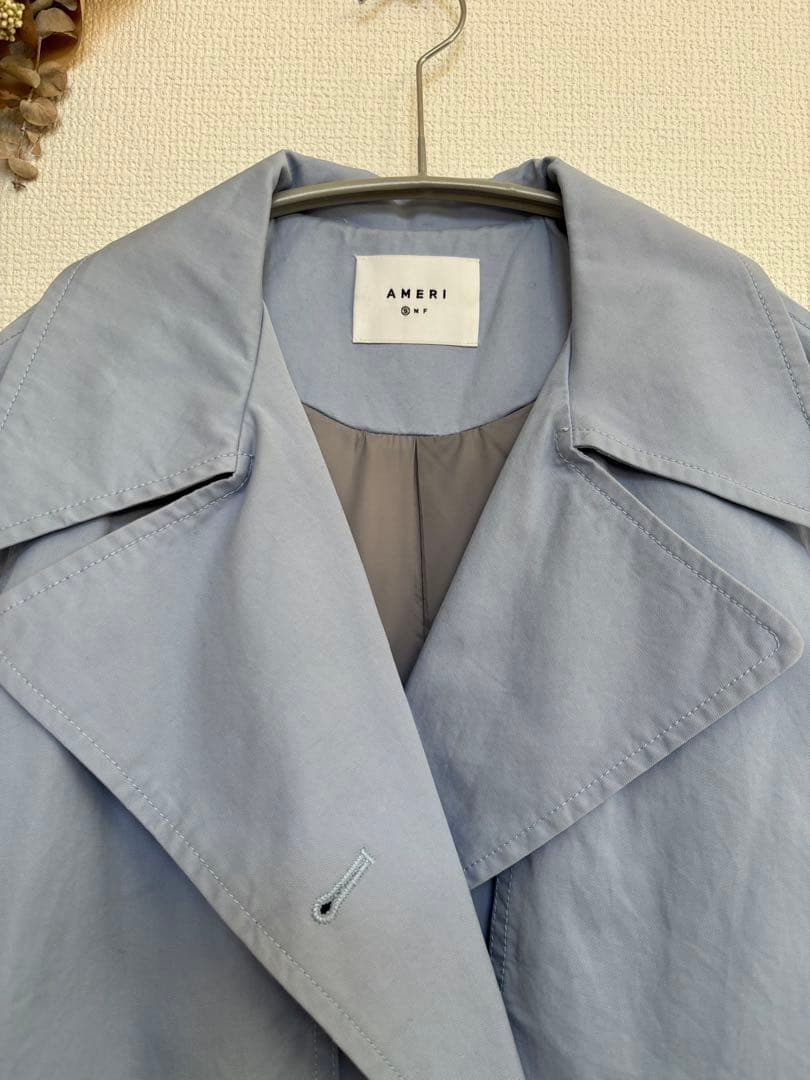 新品Ameri 中綿トレンチコート　ビンテージ　スカイブルー　オーバーシルエット