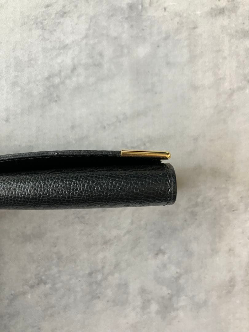 【箱付】イヴサンローラン 型押ロゴ ブラックレザー キーケース