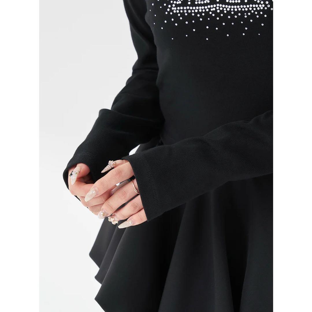 新品タグ付 シャイニーDDロゴコンパクトロングTシャツ ブラック ダーリッチ