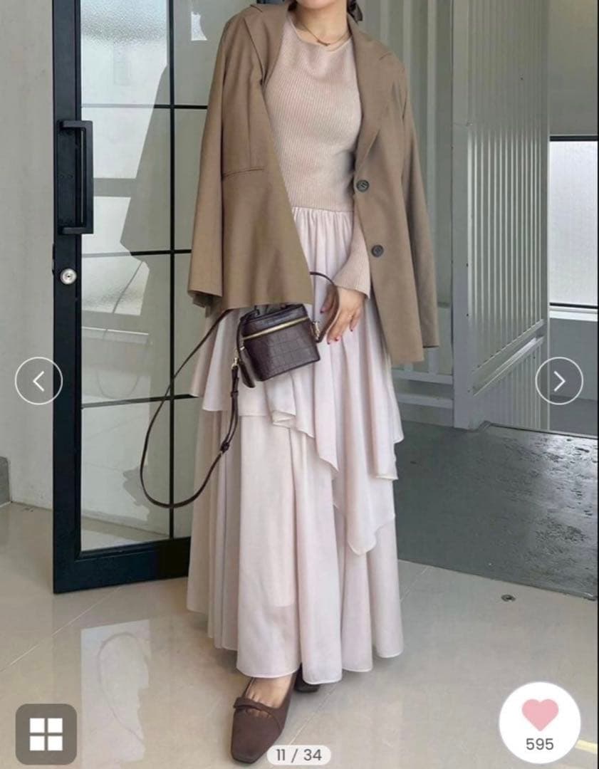 【新品タグ付き】フレイアイディー　ニットドッキングワンピース　BEG 1