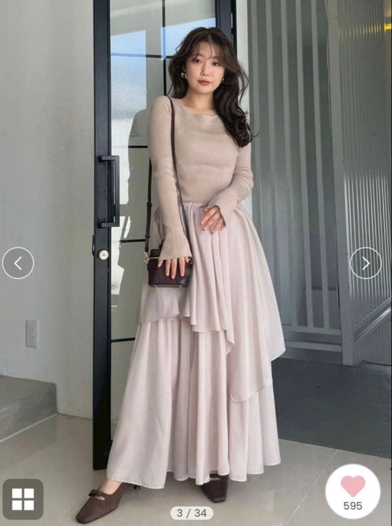 【新品タグ付き】フレイアイディー　ニットドッキングワンピース　BEG 1