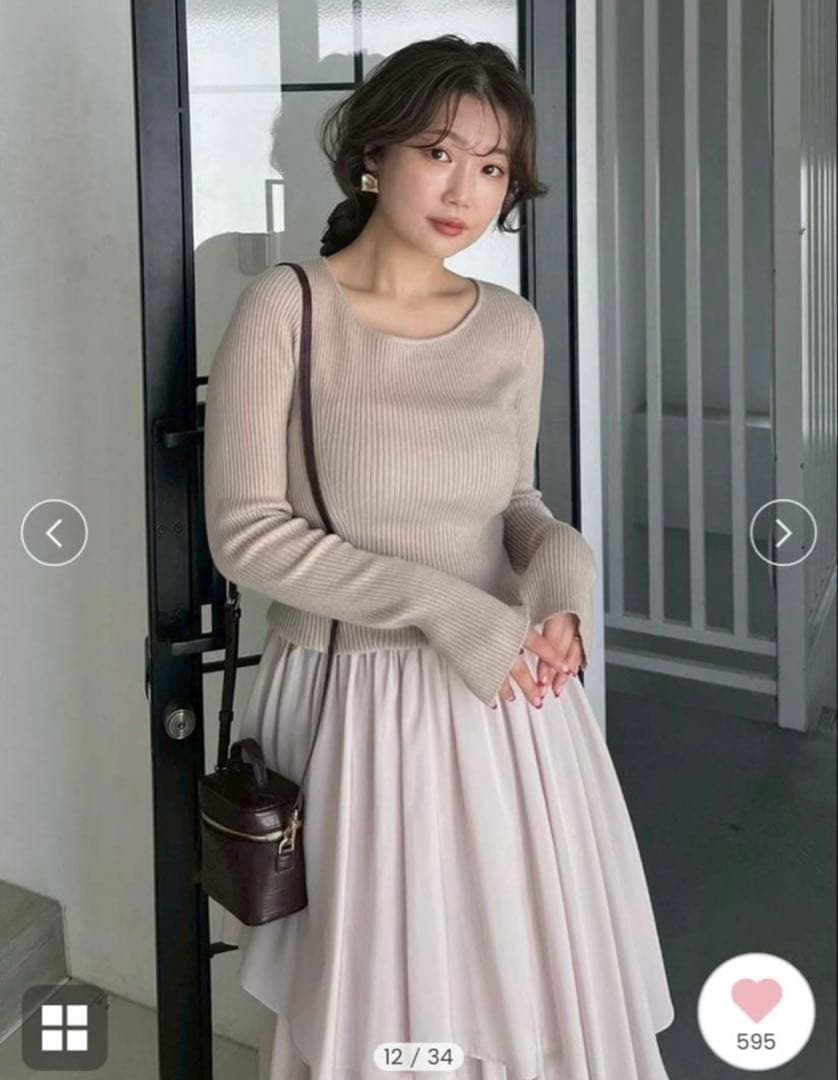 【新品タグ付き】フレイアイディー　ニットドッキングワンピース　BEG 1