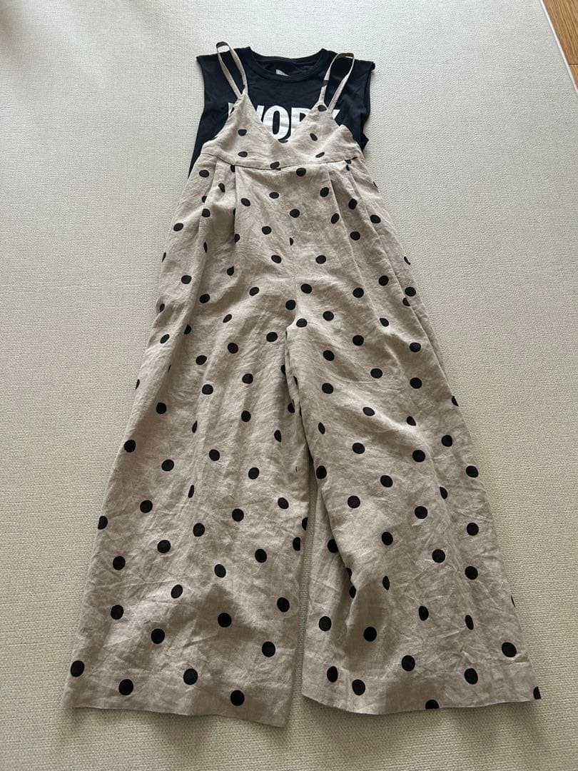 BEAUTY&YOUTH リネンドットキャミソールサロペット