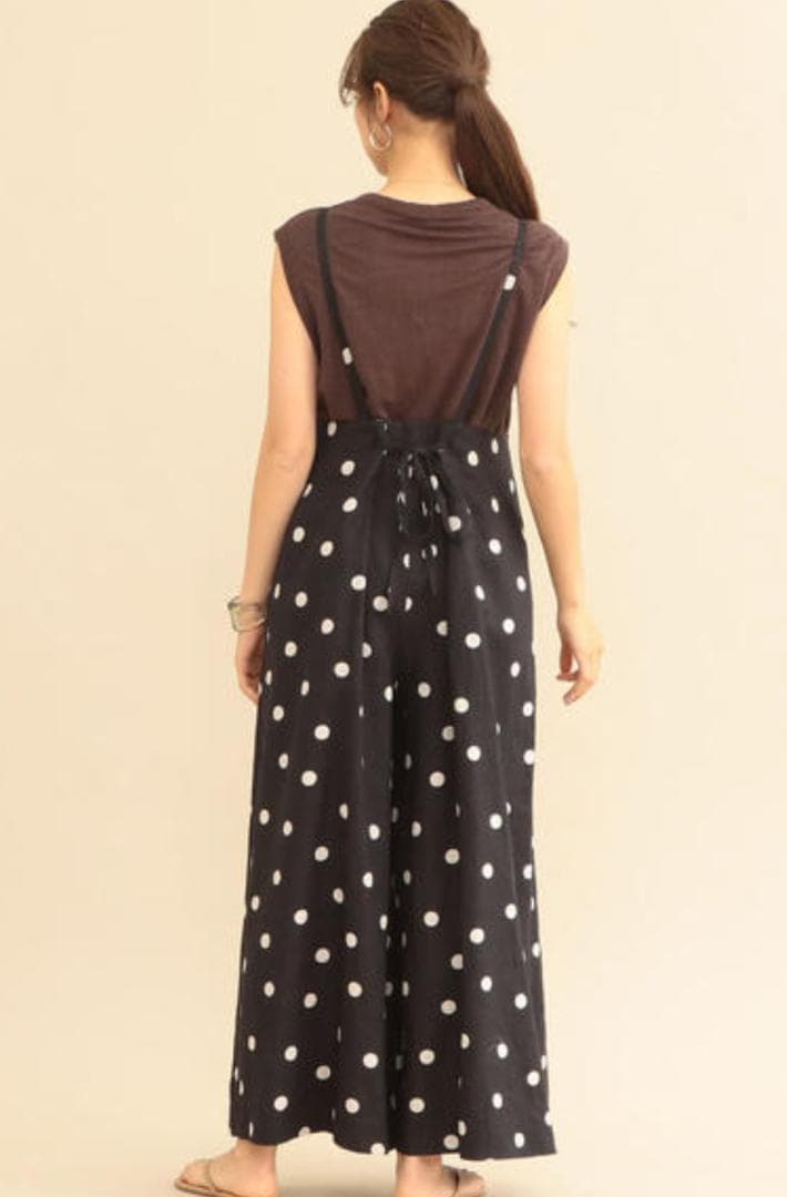 BEAUTY&YOUTH リネンドットキャミソールサロペット