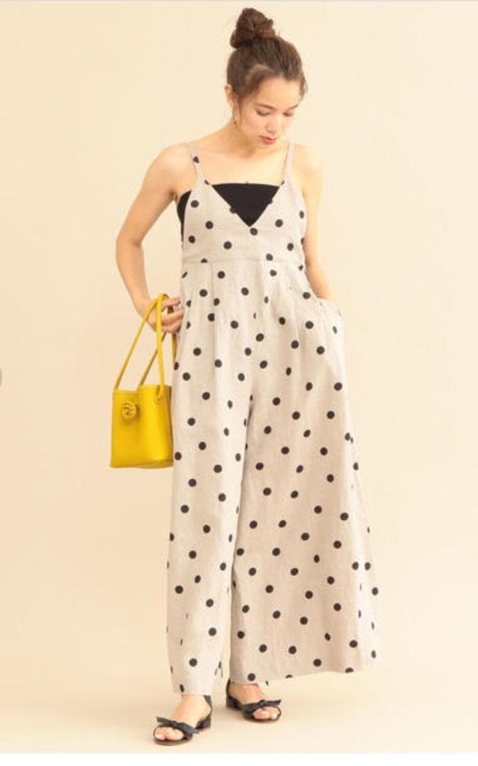 BEAUTY&YOUTH リネンドットキャミソールサロペット