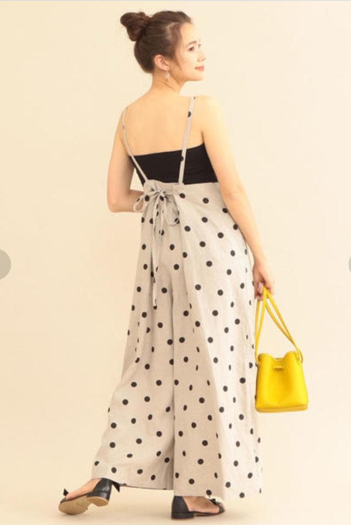 BEAUTY&YOUTH リネンドットキャミソールサロペット