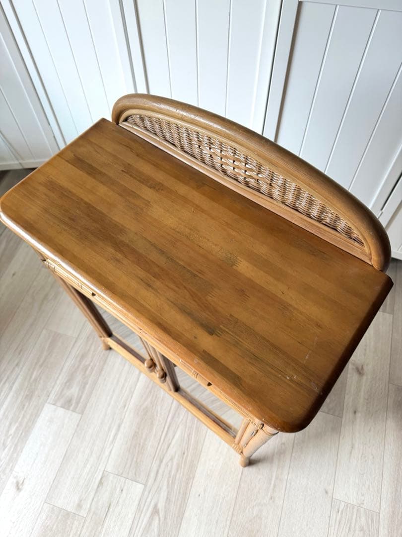 ラタン 籐家具 サイドボードチェスト ヴィンテージ ガラス扉 引き出し レトロ