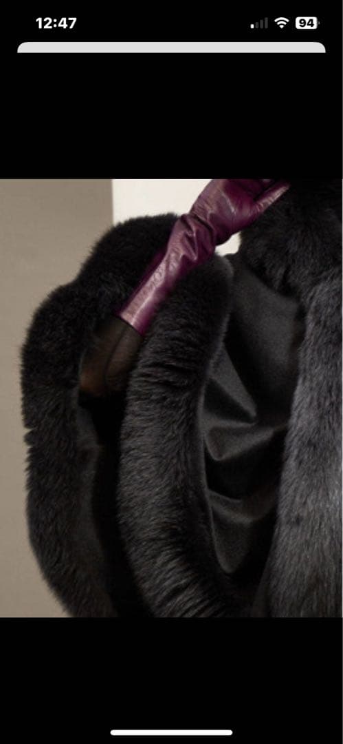 ポテトカシミヤフォックスファートリム大判マント　ポンチョ着丈83センチ