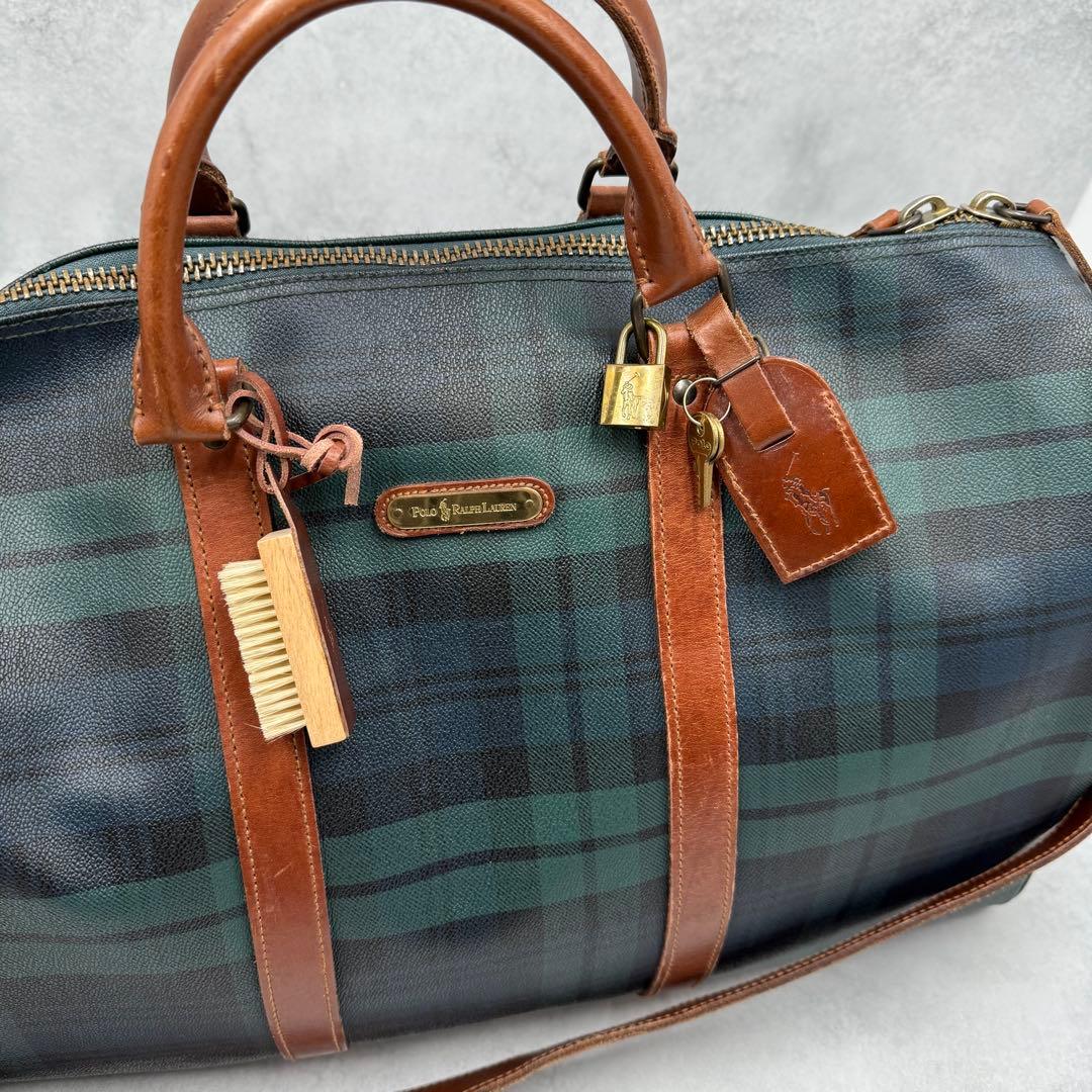 付属品完備 ポロ ラルフローレン PVC レザー ボストンバッグ 2way