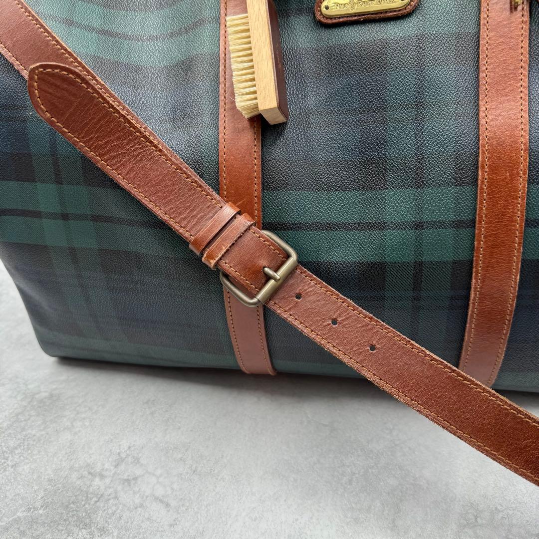 付属品完備 ポロ ラルフローレン PVC レザー ボストンバッグ 2way