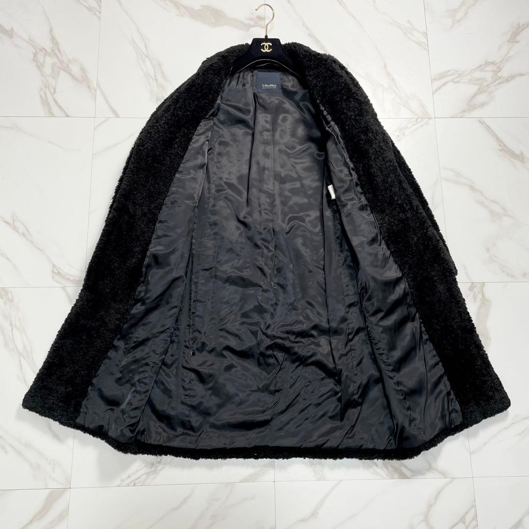 美品✨マックスマーラ ボア テディロングコート ベルト ブラック
