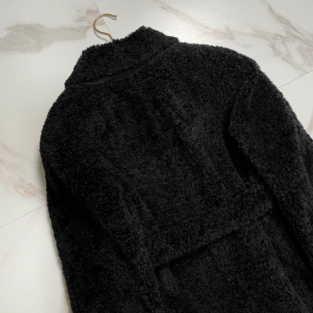 美品✨マックスマーラ ボア テディロングコート ベルト ブラック