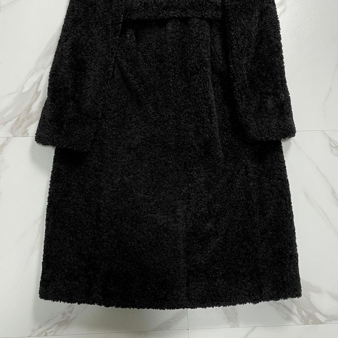 美品✨マックスマーラ ボア テディロングコート ベルト ブラック