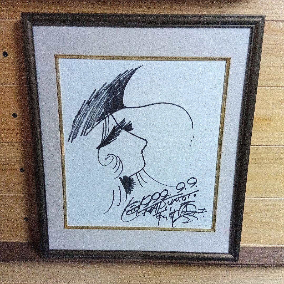 【真作】松本零士 直筆サイン色紙 銀河鉄道999★メーテル (額縁付)