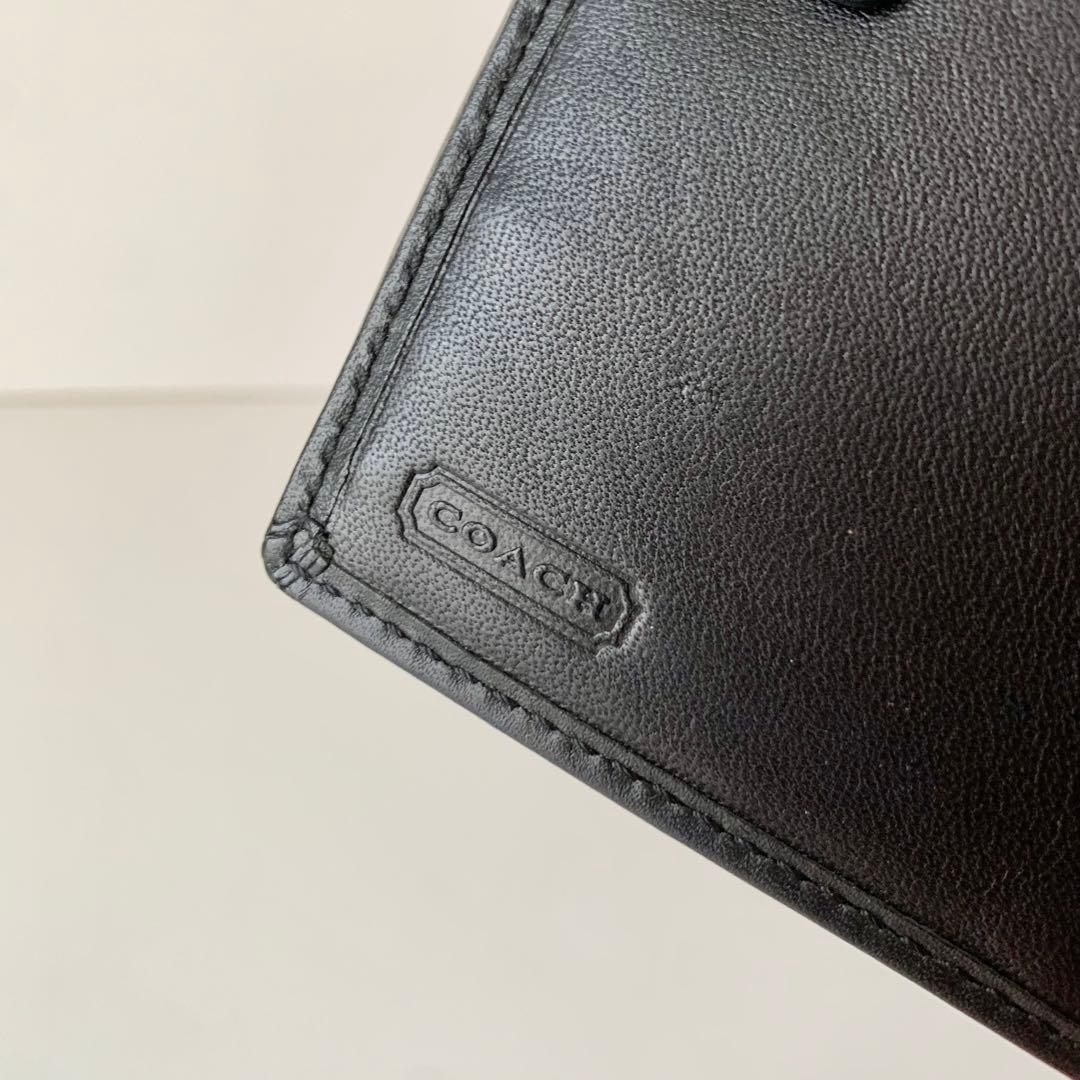 【COACH】コーチ　二つ折り財布　がま口　ブラック　黒　シグネチャー