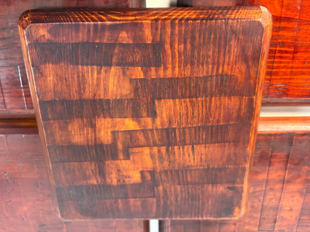 アンティーク　讃岐彫　古い松材のくり貫き角盆(四方盆)5枚セット