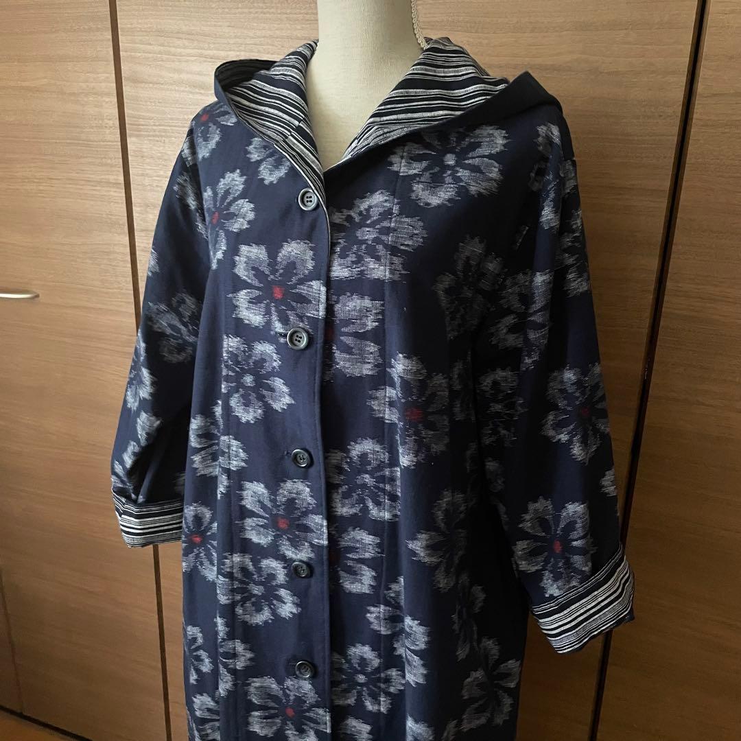 【Yukkorin45です】　久留米絣　フード付き コート