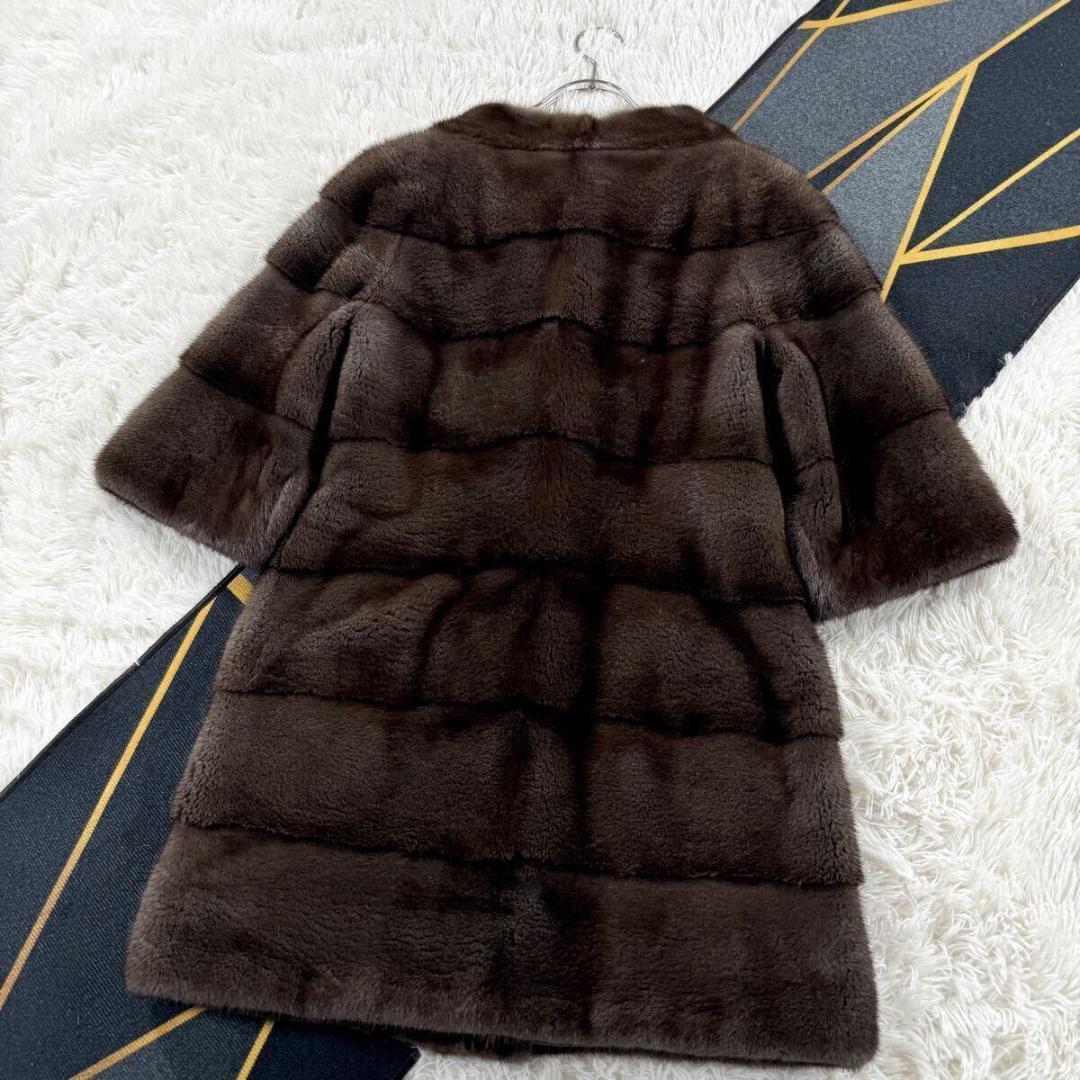 ペリーチェモーダ ミンク ブラウン系 コート L相当 七分袖 AA241